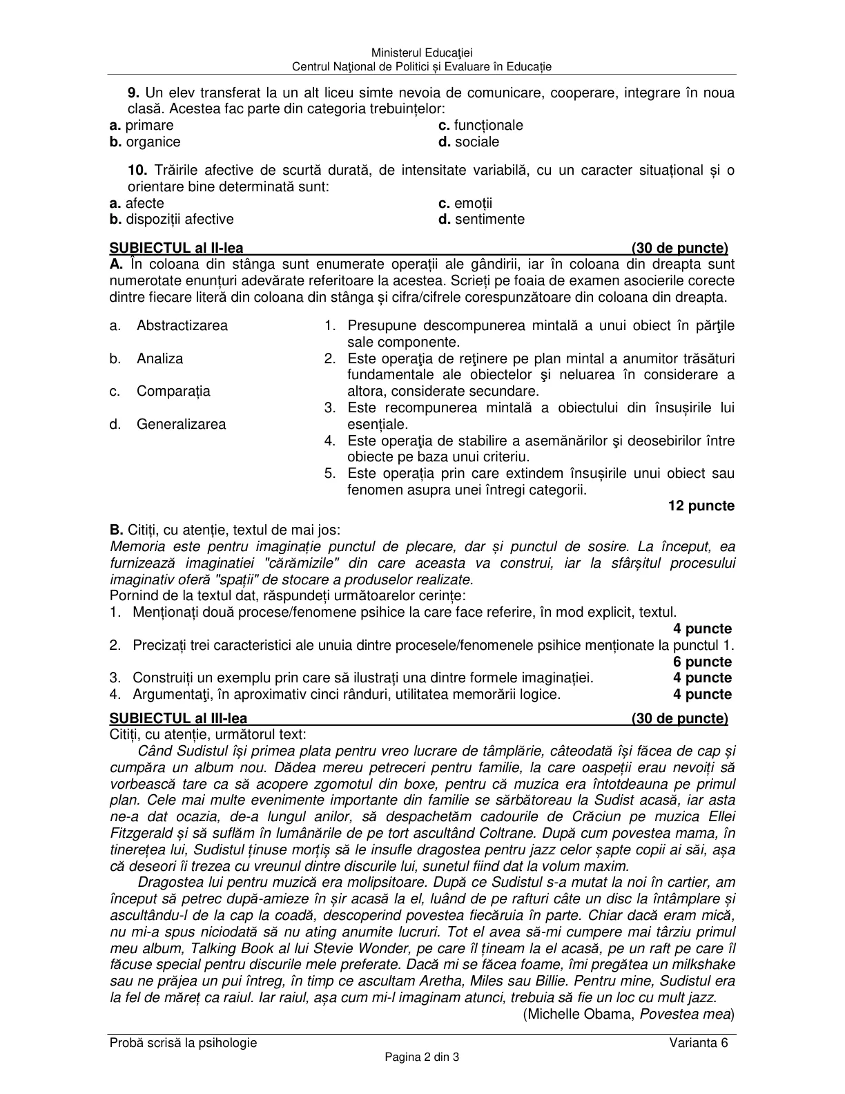 Pagina din subiect cu figura sau tabelul itemului