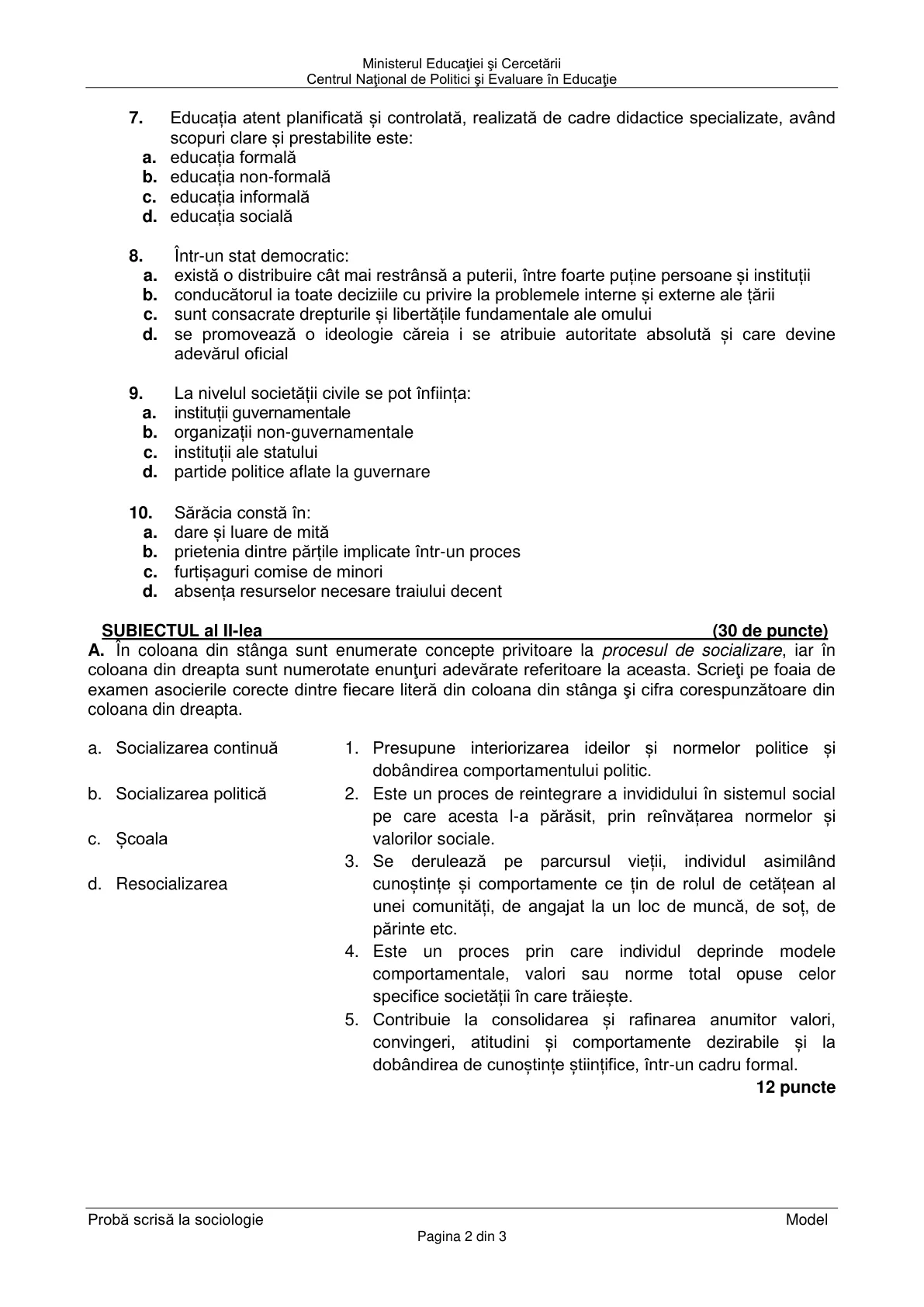Pagina din subiect cu figura sau tabelul itemului
