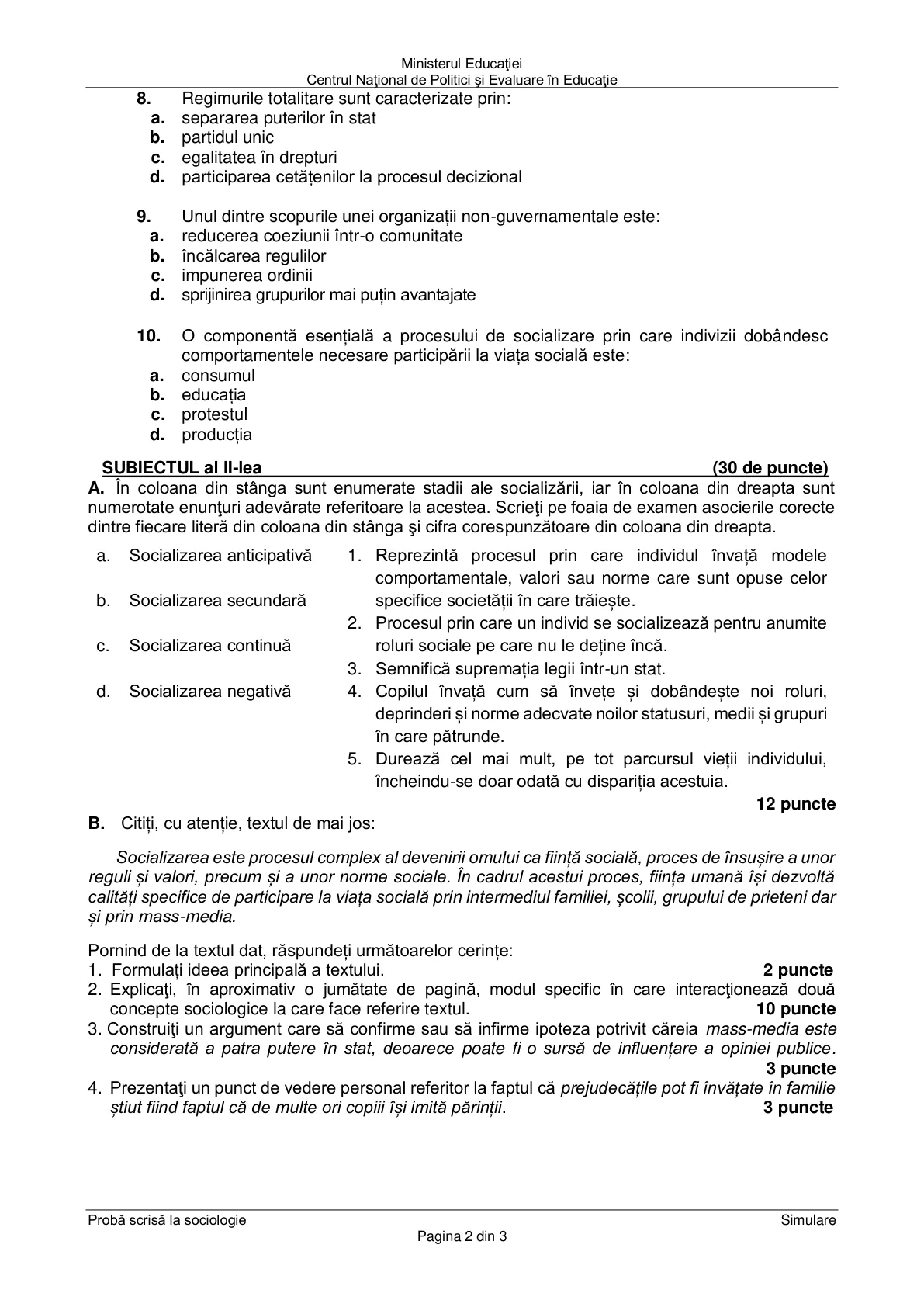 Pagina din subiect cu figura sau tabelul itemului