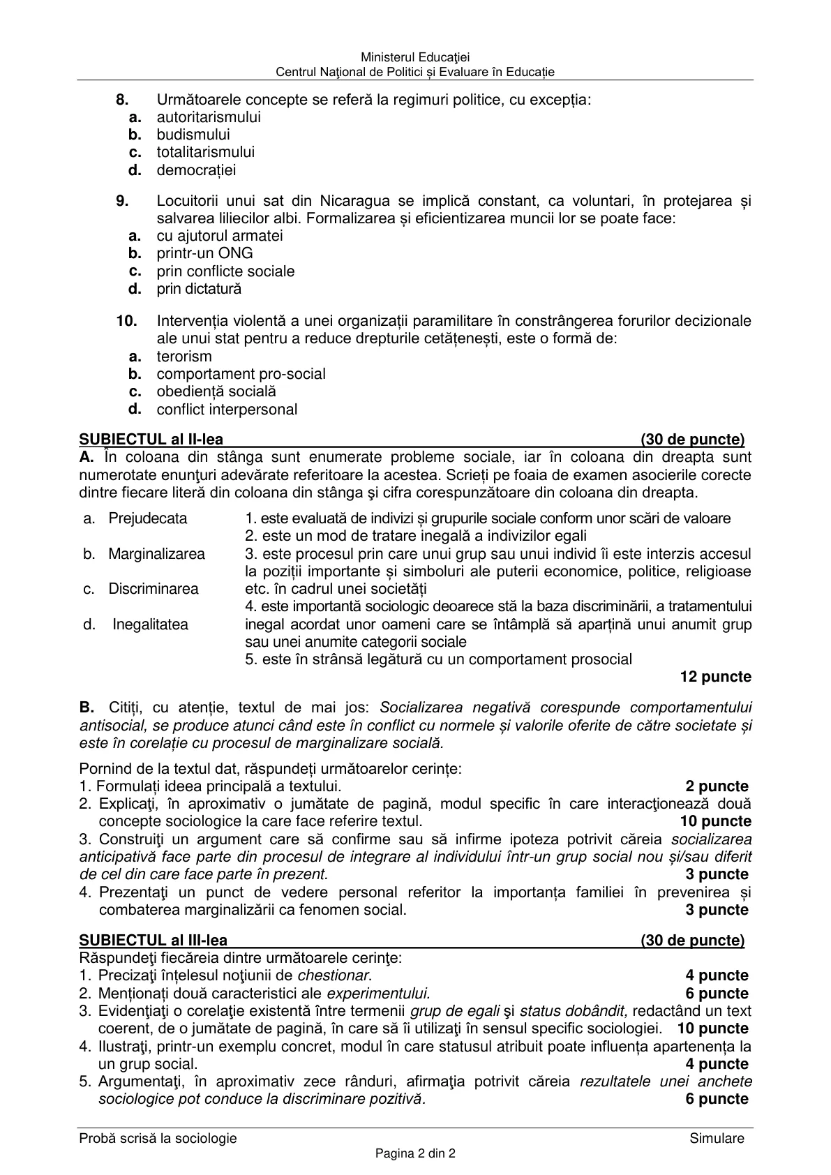 Pagina din subiect cu figura sau tabelul itemului