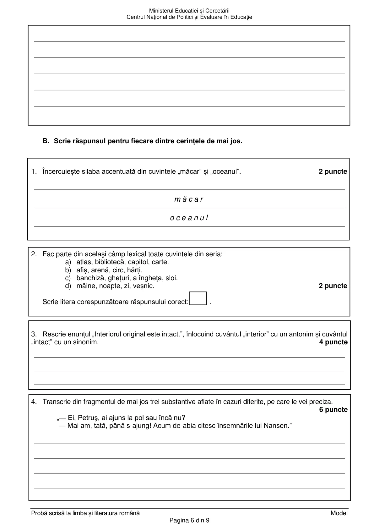 Pagina din subiect cu figura sau tabelul itemului