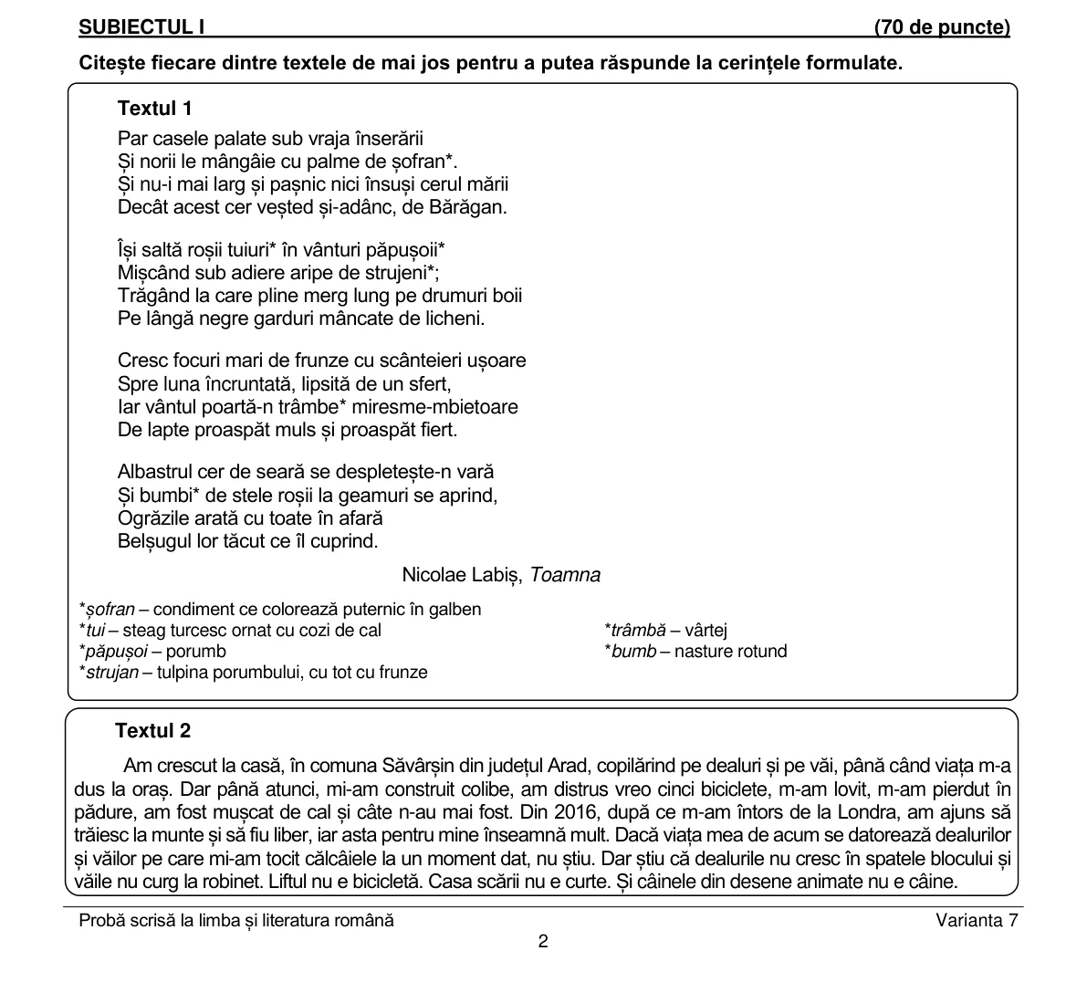 Pagina din subiect cu figura sau tabelul itemului