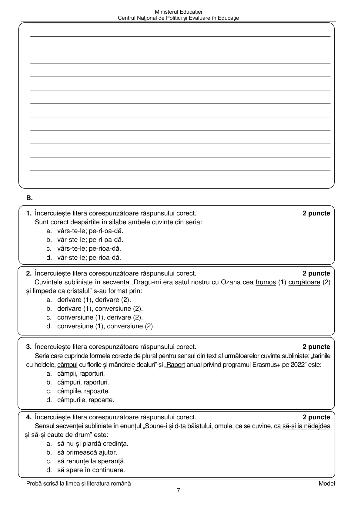 Pagina din subiect cu figura sau tabelul itemului