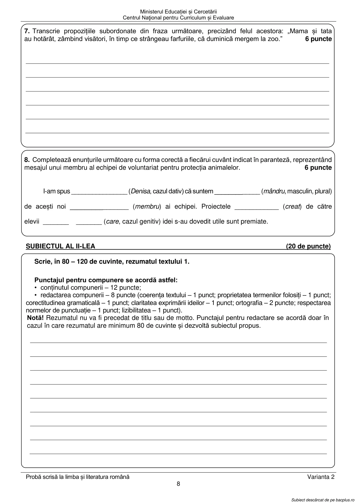 Pagina din subiect cu figura sau tabelul itemului