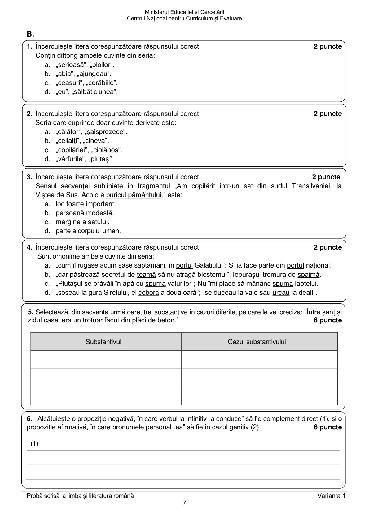 Pagina din subiect cu figura sau tabelul itemului