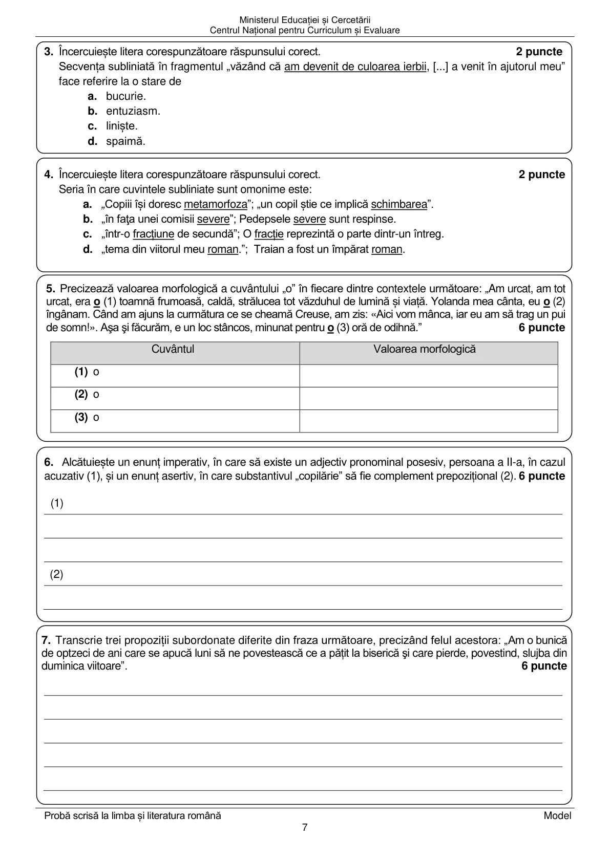 Pagina din subiect cu figura sau tabelul itemului