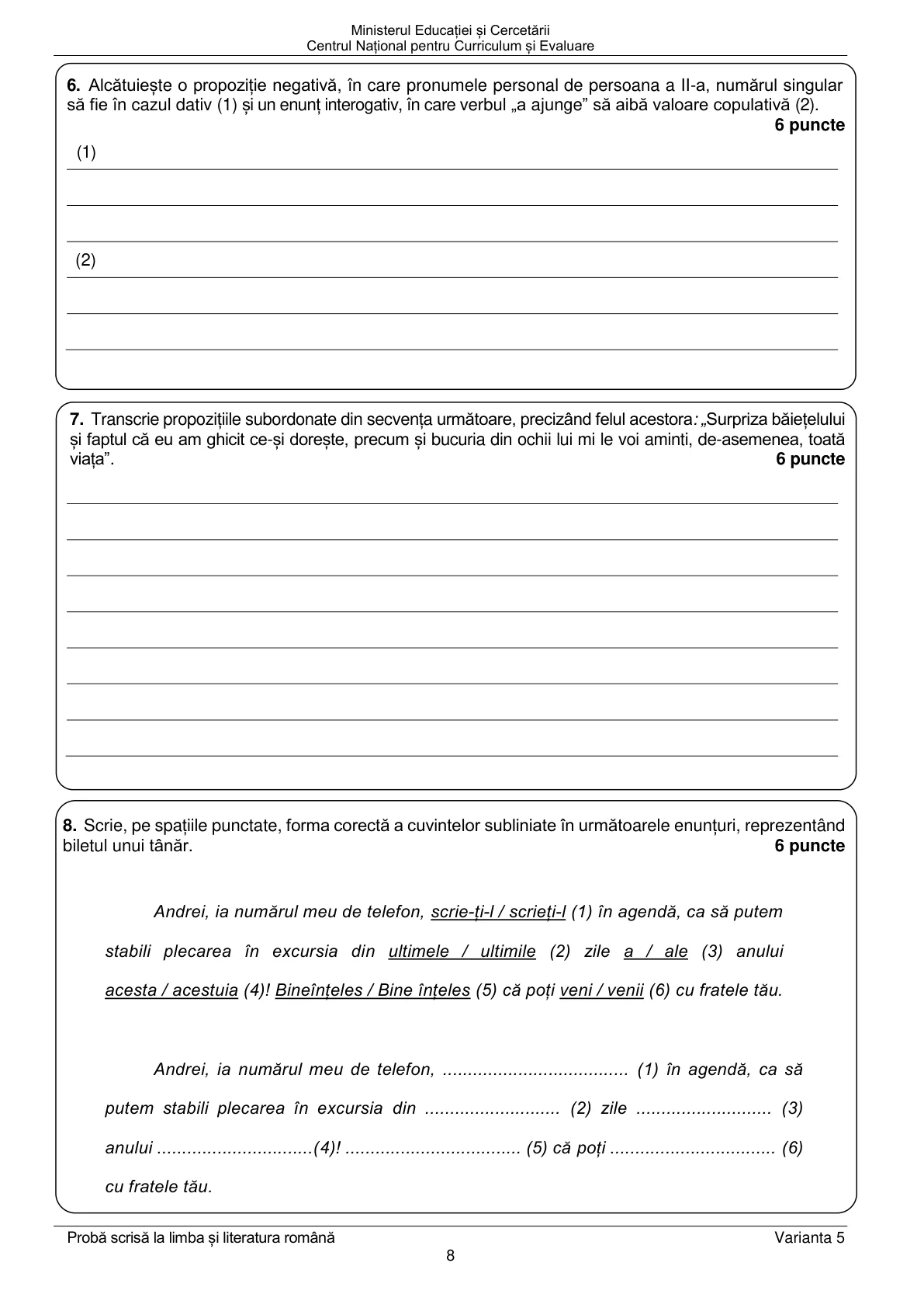 Pagina din subiect cu figura sau tabelul itemului
