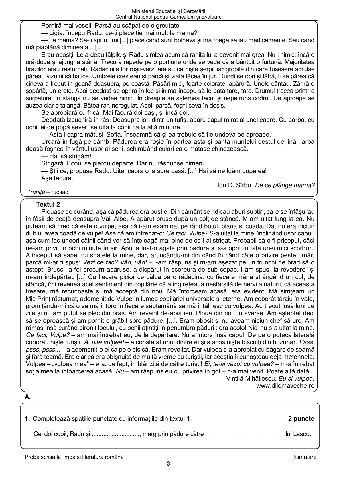 Pagina din subiect cu figura sau tabelul itemului