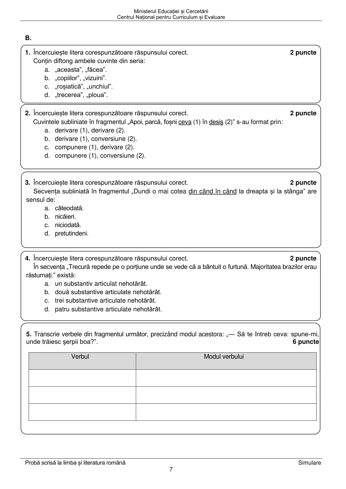 Pagina din subiect cu figura sau tabelul itemului
