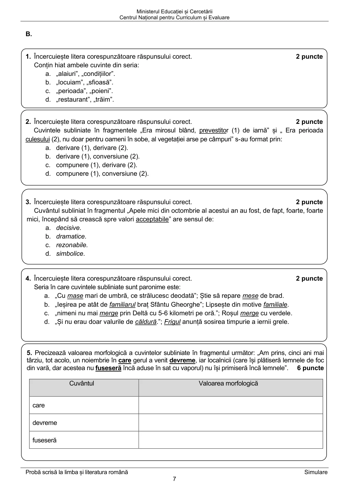 Pagina din subiect cu figura sau tabelul itemului